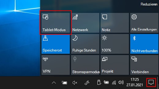 Windows Tablet-Modus deaktivieren
